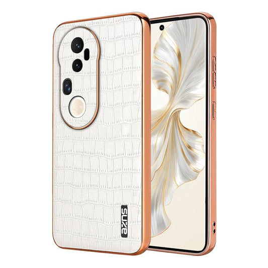 For vivo S20 Pro AZNS Electroplated Frame Crocodile Texture Full Coverage Phone Case(White)