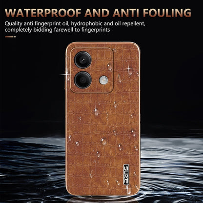 For Redmi Note 13 5G AZNS Electroplated Frame Crocodile Texture Full Coverage Phone Case(Brown)