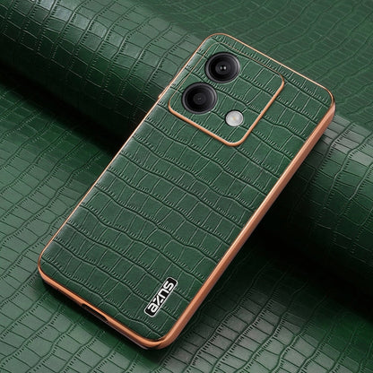 For Redmi Note 13 5G AZNS Electroplated Frame Crocodile Texture Full Coverage Phone Case(Green)
