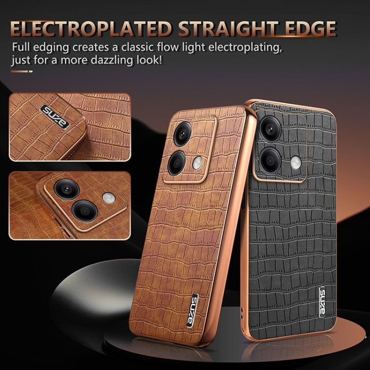 For Redmi Note 13 5G AZNS Electroplated Frame Crocodile Texture Full Coverage Phone Case(Green)