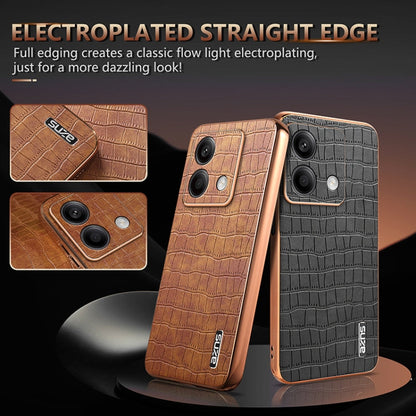 For Redmi Note 13 5G AZNS Electroplated Frame Crocodile Texture Full Coverage Phone Case(Green)