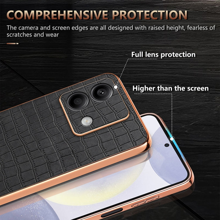 For Redmi Note 13 5G AZNS Electroplated Frame Crocodile Texture Full Coverage Phone Case(Green)