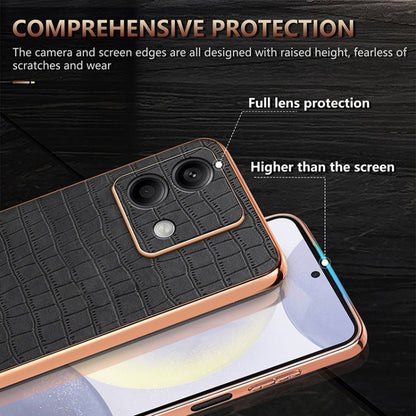 For Redmi Note 13 5G AZNS Electroplated Frame Crocodile Texture Full Coverage Phone Case(Green)