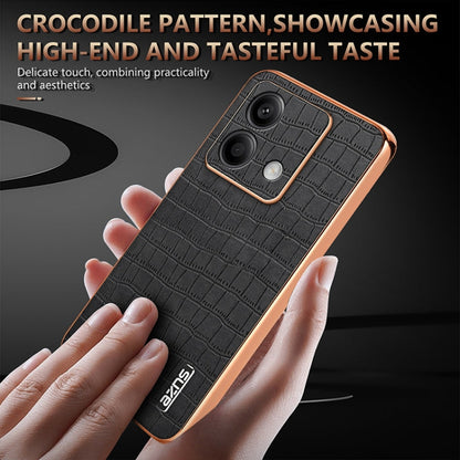 For Redmi Note 13 5G AZNS Electroplated Frame Crocodile Texture Full Coverage Phone Case(Green)