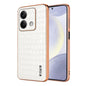 Pour Redmi Note 13 5G AZNS Étui de téléphone à couverture complète avec cadre électrolytique et texture crocodile (blanc)