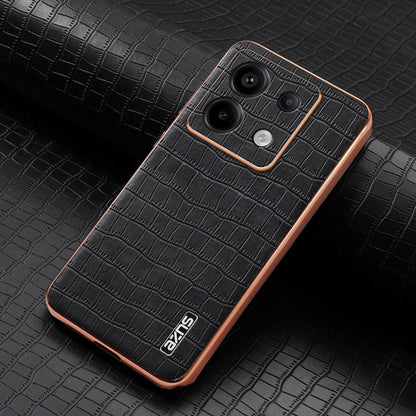 For Redmi Note 13 Pro 5G AZNS Electroplated Frame Crocodile Texture Full Coverage Phone Case(Black)