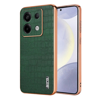 Pour Redmi Note 13 Pro 5G Étui de téléphone à couverture complète AZNS avec cadre électrolytique et texture crocodile (vert)