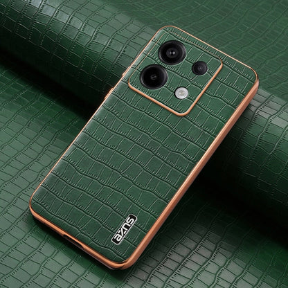 Pour Redmi Note 13 Pro 5G Étui de téléphone à couverture complète AZNS avec cadre électrolytique et texture crocodile (vert)