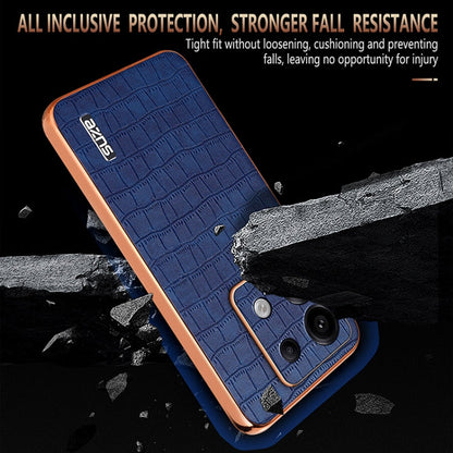 Pour Redmi Note 13 Pro 5G Étui de téléphone à couverture complète AZNS avec cadre électrolytique et texture crocodile (vert)