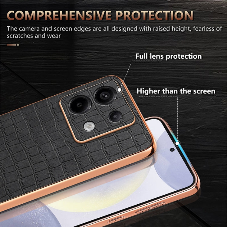 Pour Redmi Note 13 Pro 5G Étui de téléphone à couverture complète AZNS avec cadre électrolytique et texture crocodile (vert)