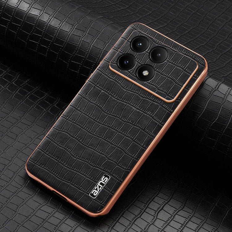 For Redmi K70E AZNS Electroplated Frame Crocodile Texture Full Coverage Phone Case(Black)