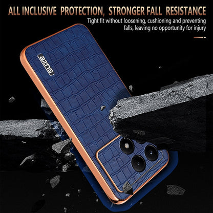 For Redmi K70E AZNS Electroplated Frame Crocodile Texture Full Coverage Phone Case(Black)