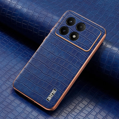 For Redmi K70E AZNS Electroplated Frame Crocodile Texture Full Coverage Phone Case(Blue)