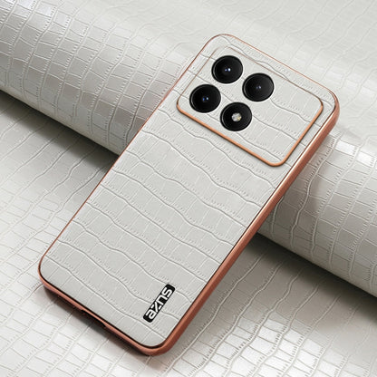 For Redmi K70E AZNS Electroplated Frame Crocodile Texture Full Coverage Phone Case(White)