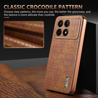 For Redmi K70E AZNS Electroplated Frame Crocodile Texture Full Coverage Phone Case(White)