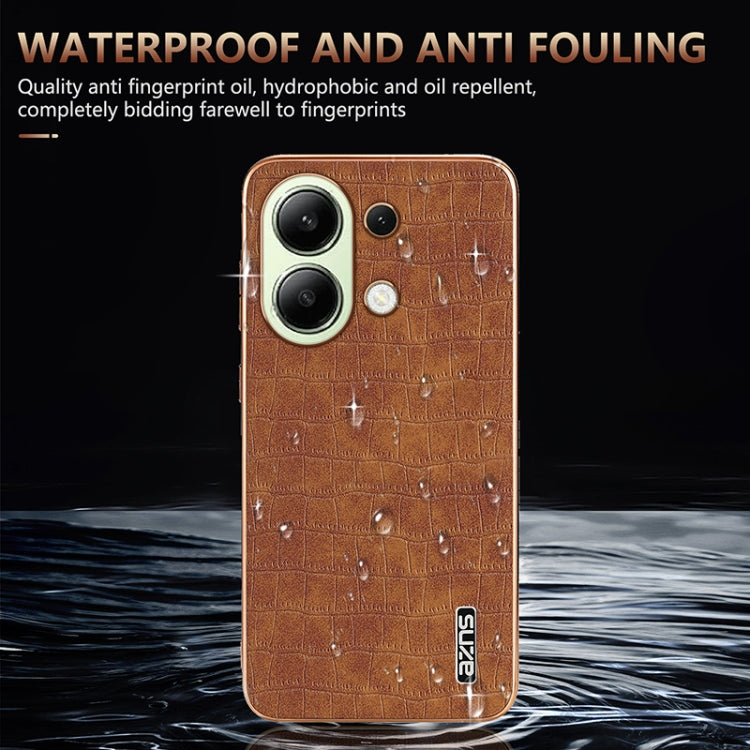 For Redmi Note 13 4G AZNS Electroplated Frame Crocodile Texture Full Coverage Phone Case(Green)