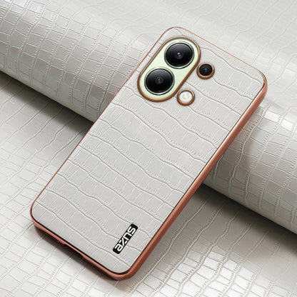 For Redmi Note 13 4G AZNS Electroplated Frame Crocodile Texture Full Coverage Phone Case(White)