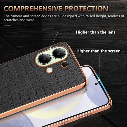 For Redmi Note 13 4G AZNS Electroplated Frame Crocodile Texture Full Coverage Phone Case(White)
