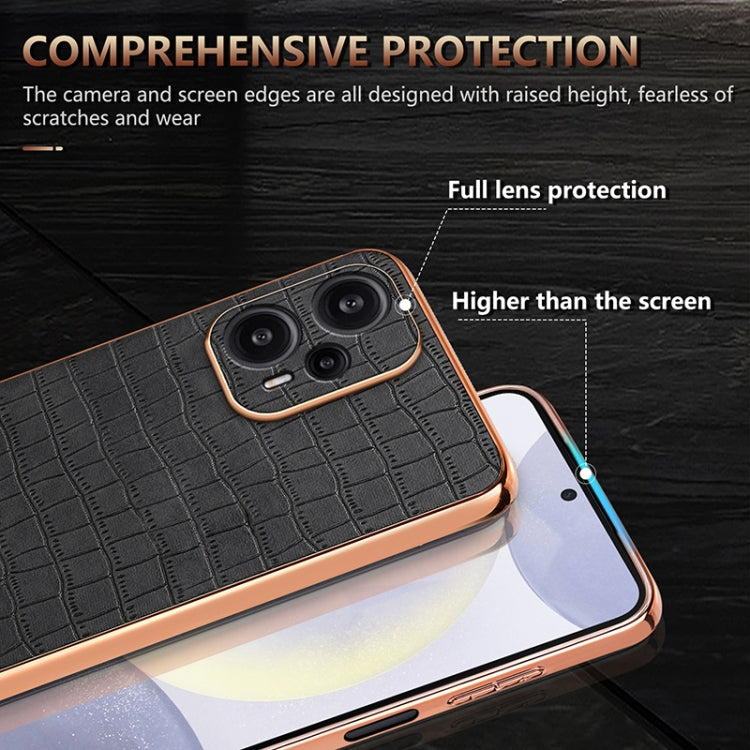 For Redmi Note 12 Turbo AZNS Electroplated Frame Crocodile Texture Full Coverage Phone Case(Black)