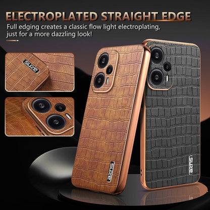 For Redmi Note 12 Turbo AZNS Electroplated Frame Crocodile Texture Full Coverage Phone Case(White)