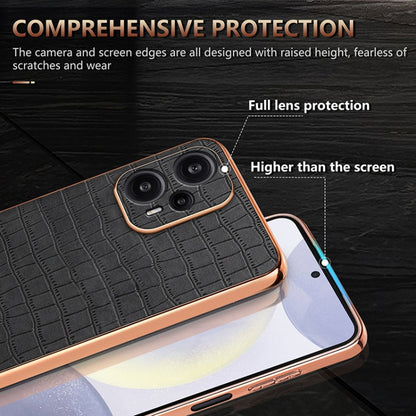 For Redmi Note 12 Turbo AZNS Electroplated Frame Crocodile Texture Full Coverage Phone Case(White)