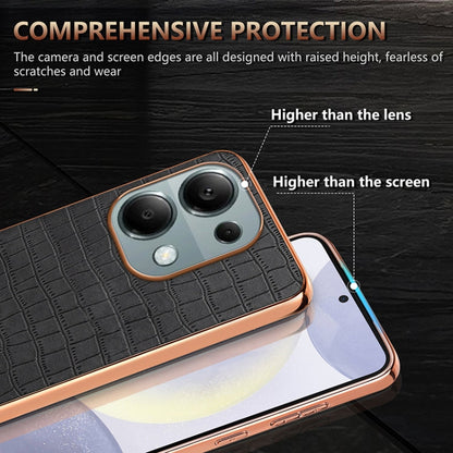 For Redmi Note 13 Pro 4G AZNS Electroplated Frame Crocodile Texture Full Coverage Phone Case(Black)