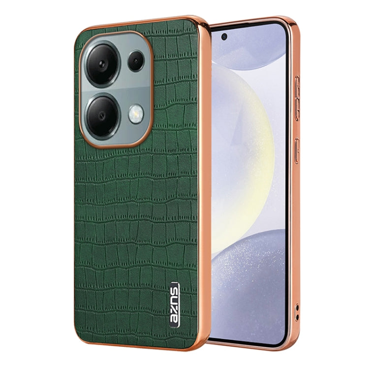 For Redmi Note 13 Pro 4G AZNS Electroplated Frame Crocodile Texture Full Coverage Phone Case(Green)