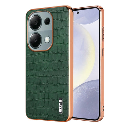For Redmi Note 13 Pro 4G AZNS Electroplated Frame Crocodile Texture Full Coverage Phone Case(Green)