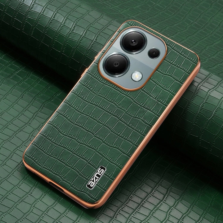 For Redmi Note 13 Pro 4G AZNS Electroplated Frame Crocodile Texture Full Coverage Phone Case(Green)
