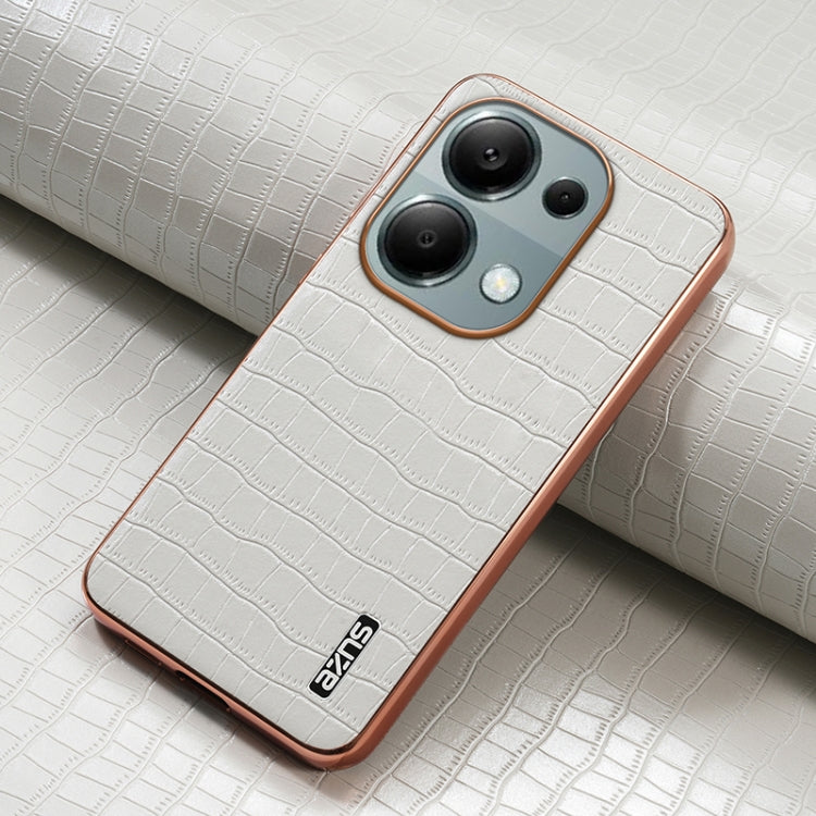 For Redmi Note 13 Pro 4G AZNS Electroplated Frame Crocodile Texture Full Coverage Phone Case(White)