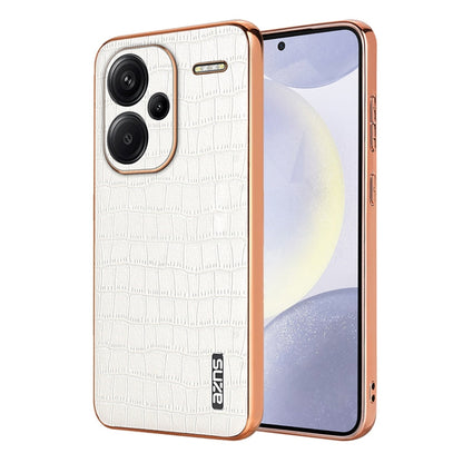 For Redmi Note 13 Pro+ 5G AZNS Electroplated Frame Crocodile Texture Full Coverage Phone Case(White)