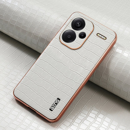 For Redmi Note 13 Pro+ 5G AZNS Electroplated Frame Crocodile Texture Full Coverage Phone Case(White)