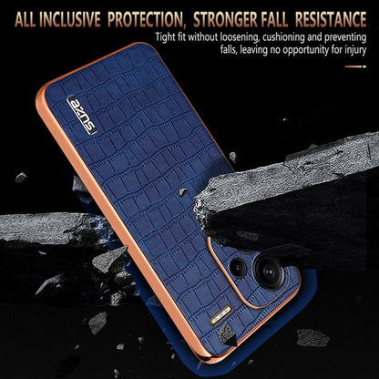 For Redmi Note 13 Pro+ 5G AZNS Electroplated Frame Crocodile Texture Full Coverage Phone Case(White)