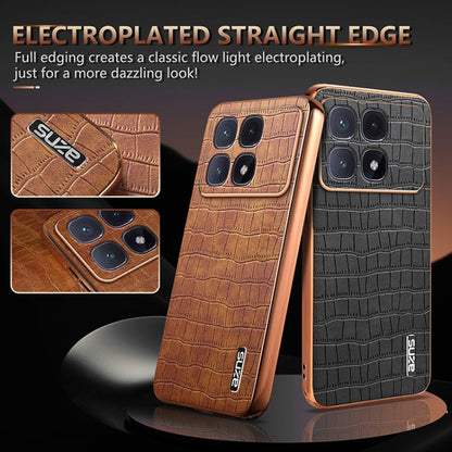 For Redmi K70 Ultra AZNS Electroplated Frame Crocodile Texture Full Coverage Phone Case(Green)