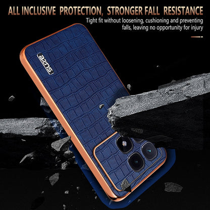 For Redmi K70 Ultra AZNS Electroplated Frame Crocodile Texture Full Coverage Phone Case(Blue)