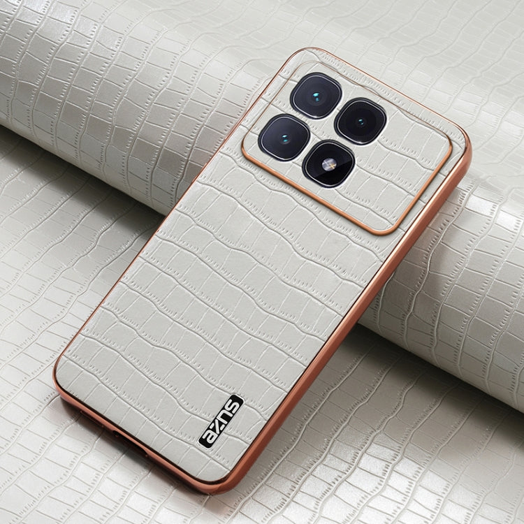 For Redmi K70 Ultra AZNS Electroplated Frame Crocodile Texture Full Coverage Phone Case(White)