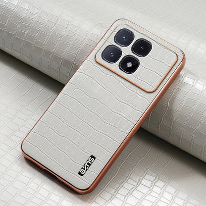 For Redmi K70 Ultra AZNS Electroplated Frame Crocodile Texture Full Coverage Phone Case(White)