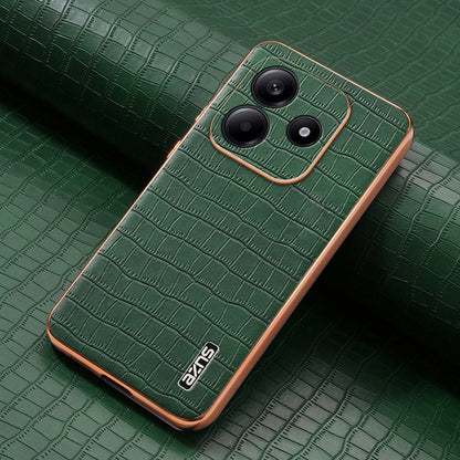For Redmi Note 14 5G AZNS Electroplated Frame Crocodile Texture Full Coverage Phone Case(Green)