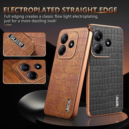 For Redmi Note 14 5G AZNS Electroplated Frame Crocodile Texture Full Coverage Phone Case(Green)