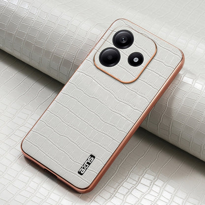 For Redmi Note 14 5G AZNS Electroplated Frame Crocodile Texture Full Coverage Phone Case(White)