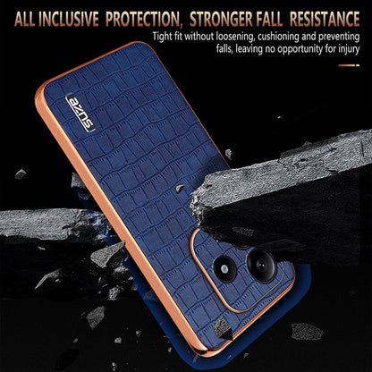 For Redmi Note 14 5G AZNS Electroplated Frame Crocodile Texture Full Coverage Phone Case(White)