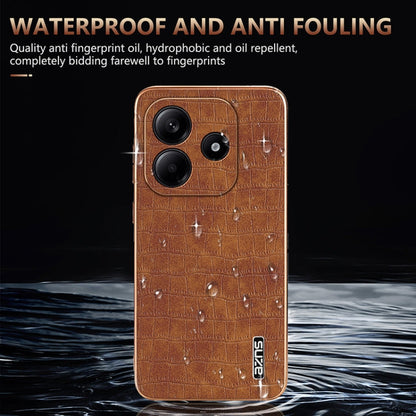 For Redmi Note 14 5G AZNS Electroplated Frame Crocodile Texture Full Coverage Phone Case(White)