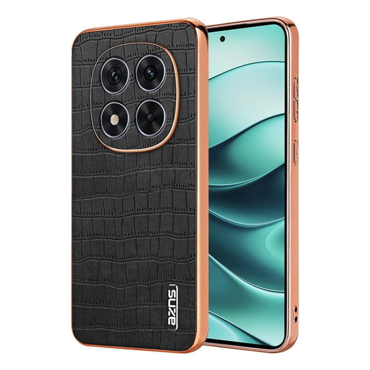 For Redmi Note 14 Pro 5G AZNS Electroplated Frame Crocodile Texture Full Coverage Phone Case(Black)