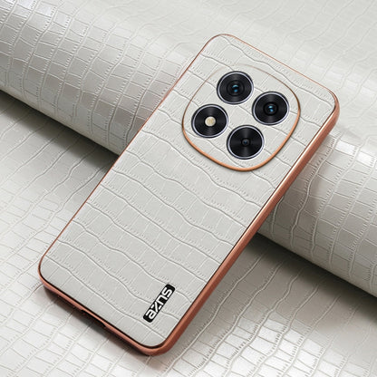 For Redmi Note 14 Pro 5G AZNS Electroplated Frame Crocodile Texture Full Coverage Phone Case(White)