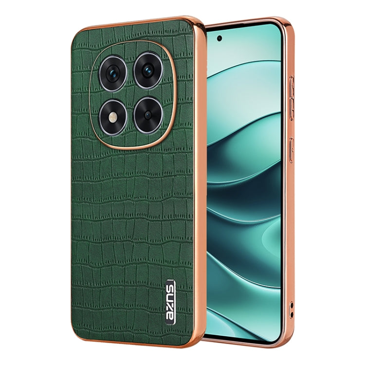 For Redmi Note 14 Pro+ 5G AZNS Electroplated Frame Crocodile Texture Full Coverage Phone Case(Green)