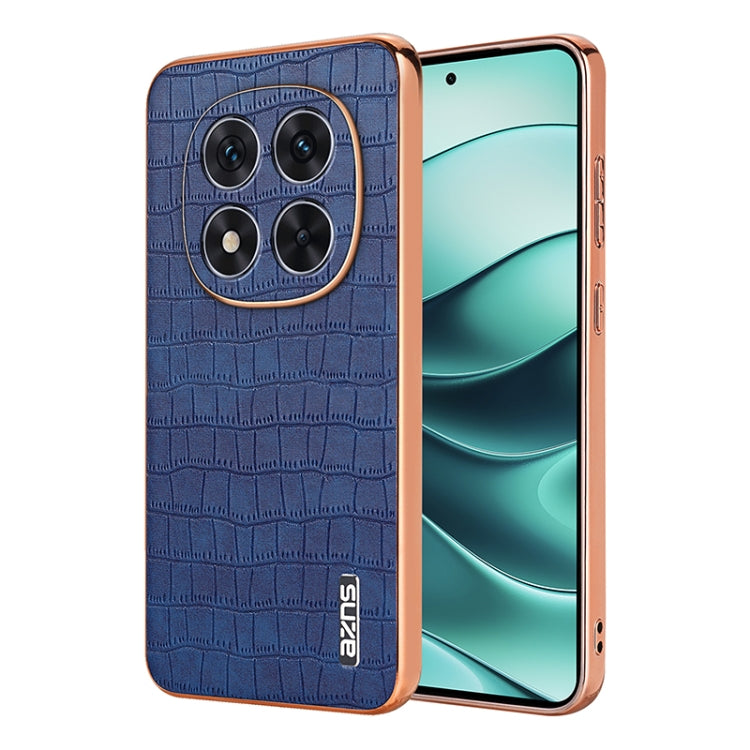 Pour Redmi Note 14 Pro+ 5G AZNS Étui de téléphone à couverture complète avec cadre électrolytique et texture crocodile (bleu)