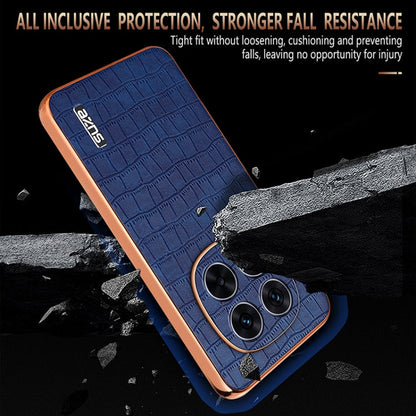 Pour Redmi Note 14 Pro+ 5G AZNS Étui de téléphone à couverture complète avec cadre électrolytique et texture crocodile (bleu)