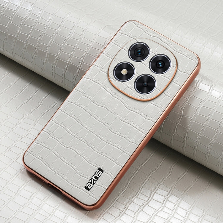 For Redmi Note 14 Pro+ 5G AZNS Electroplated Frame Crocodile Texture Full Coverage Phone Case(White)