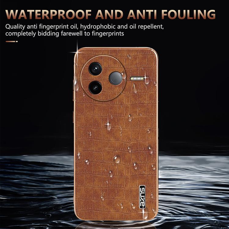 For Redmi K80 AZNS Electroplated Frame Crocodile Texture Full Coverage Phone Case(Black)