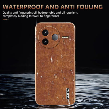 For Redmi K80 AZNS Electroplated Frame Crocodile Texture Full Coverage Phone Case(Black)